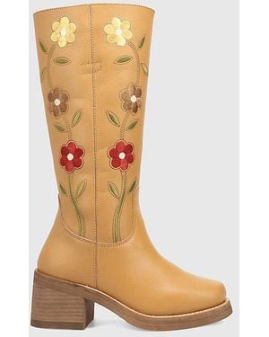 Dingo Bloom Embroidered Leather Boot - Multicolor
