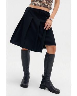 Urban Outfitters Uo Mali Wrap Asymmetric Kilt Midi Skirt - Blue