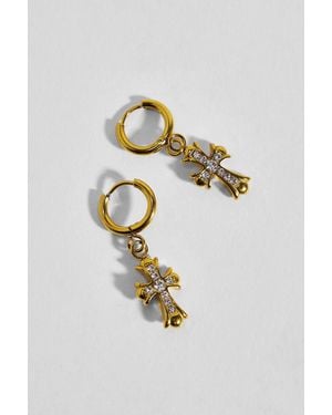 Bohomoon Lillie Cross Hoop Earrings - Metallic