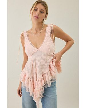 Kimchi Blue Elena Asymmetric Ruffle Lace Trim Cami - Natural