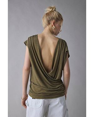 Urban Outfitters Uo Indie Plunging Wrap-Front Drape Top - Green