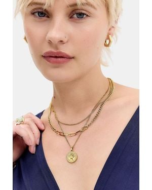 Urban Outfitters Uo Triple Layer Coin Necklace 3-pack - Metallic