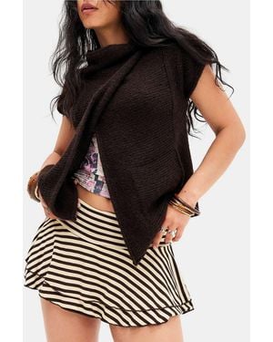 Urban Outfitters Uo Belle Stripe Mini Skirt - Black