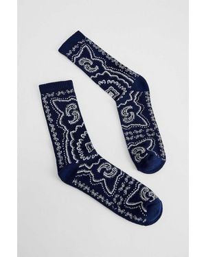 Urban Outfitters Uo Navy Bandana Socks - Blue