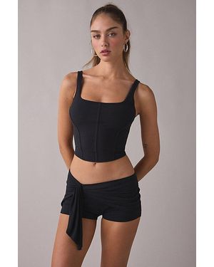 Out From Under Bec Asymmetric Wrap Micro Shorts - Black