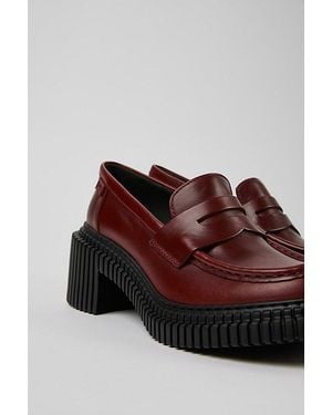 Camper Pix London Leather Heeled Loafer - Red