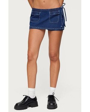 Edikted Giselle Wrap Denim Mini Skort - Blue