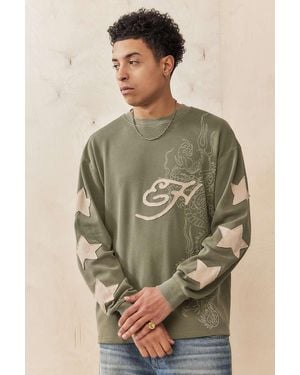 Ed Hardy Uo Exclusive Khaki Applique Waffle T-shirt - Green