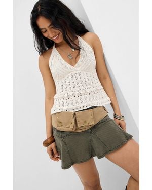 Urban Outfitters Uo Stitchy Slub Cami - Natural
