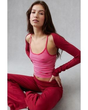 Out From Under Bec Ballet Long Sleeve Shrug Top - Red