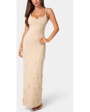 Bebe Floral Applique Crochet Maxi Dress - Natural