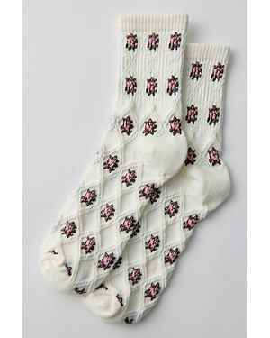 Urban Outfitters Icon Embroidered Quarter Crew Socks - Grey