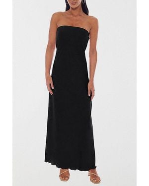 Bebe Crushed Satin Strapless Maxi Dress - Black