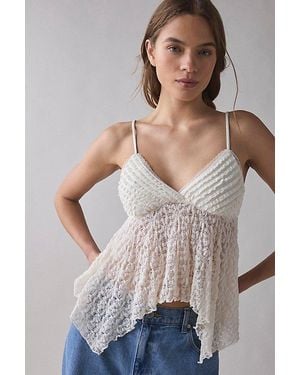Kimchi Blue My Love Lace Hanky Hem Babydoll Tank Top - Gray