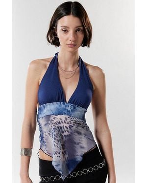 Silence + Noise Jessa Mesh Halter Top - Blue