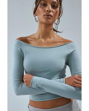 Out From Under Cotton Compression Boatneck Long Sleeve Top - Gray