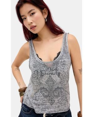Urban Outfitters Uo Irina Burnout Loose Tank Top - Grey