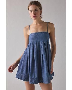 Kimchi Blue Smooth Sailing Pleated Flounce Babydoll Mini Dress - Blue