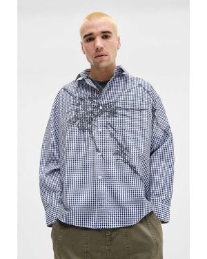 Jaded London Uo Exclusive Blue Atom Check Shirt