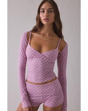 Out From Under Bec Ballet Long Sleeve Shrug Top - Purple