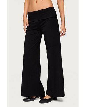 Edikted Petite Wide Leg Fold Over Pants - Blue