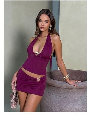 Edikted Billey Metal Ring Halter Top - Purple