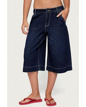 Edikted Letty Low Rise Denim Bermuda Shorts - Blue