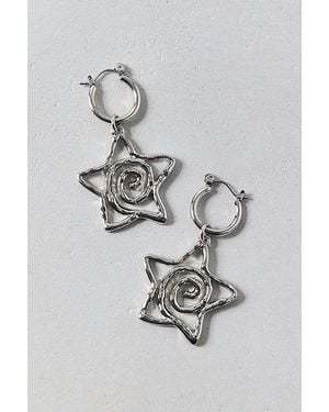 Urban Outfitters Swirl Star Hoop Earrings - Grey