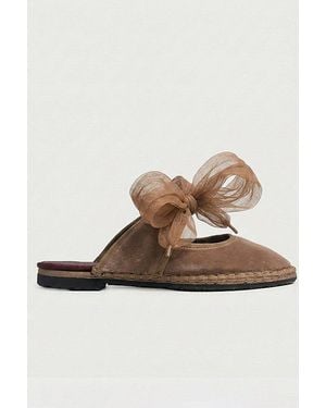 Flabelus Mesh Bow Cinna Mary Janes Shoe - Brown