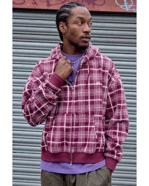 iets frans... Purple Borg Check Hooded Fleece - Multicolour