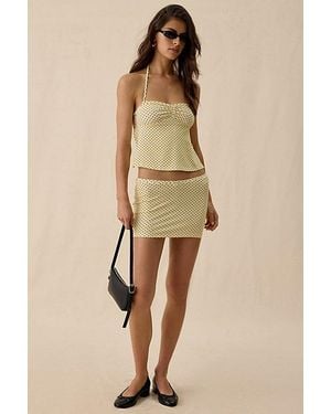 Motel Vidia Polka Dot Low-Rise Mini Skirt - Natural