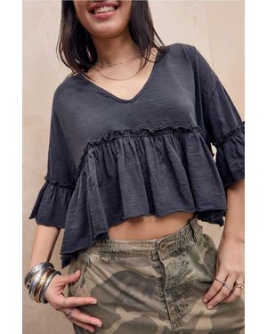 Urban Outfitters Uo Brooke Babydoll Blouse - Blue