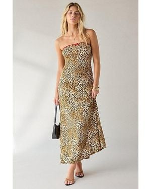 Urban Outfitters Uo Alexis Printed Knit Strapless Tube Maxi Dress - Natural