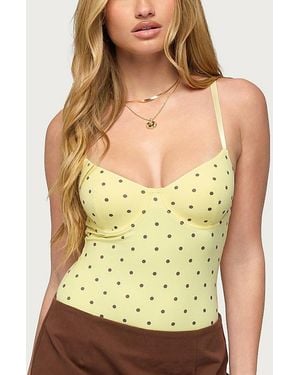 Edikted Gabriana Polka Dot Cupped Bodysuit - Yellow