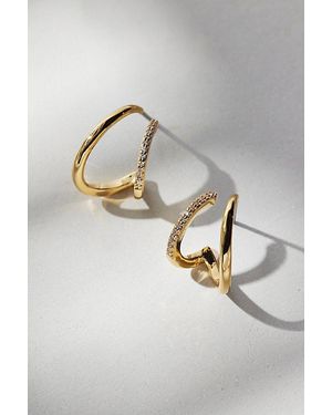 Electric Picks Crosby Rhinestone Double Hoop Earrings - Metallic