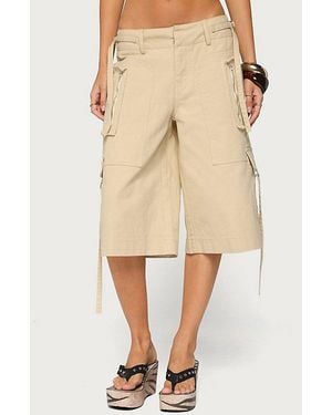 Edikted Avelisse Cotton Cargo Bermuda Shorts - Natural