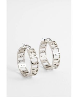 Ed Hardy Cut Out Logo Hoop Earrings - White