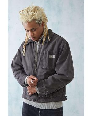 BDG Washed Borg-lined Canvas Zip-through Jacket - Grey