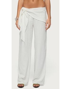 Edikted Suki Sarong Belt Linen Look Pants - White