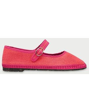 Flabelus Linen Mary Jane Flat - Red