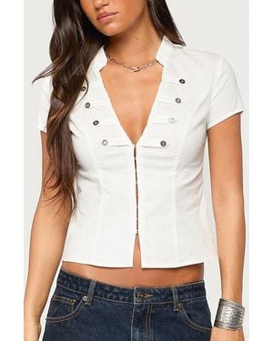 Edikted Yali Woven Napoleon Top - White