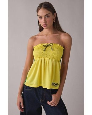 BDG Offsides Smocked Babydoll Jersey Tube Top - Green