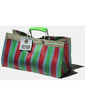 Puebco Wide Recycled Plastic Stripe Bag - Blue