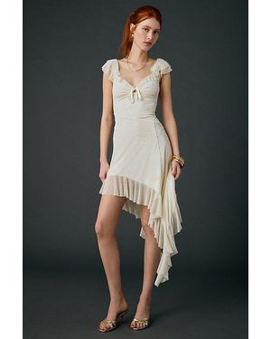 Urban Outfitters Uo Hyacinth Rhinestone Studded Asymmetric Ruffle Midi Dress - Black