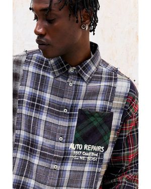 BDG Check Spliced Long Sleeve Flannel Shirt Xs At Urban Outfitters - Multicolour