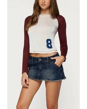 Edikted Adania Denim Mini Skort - Blue