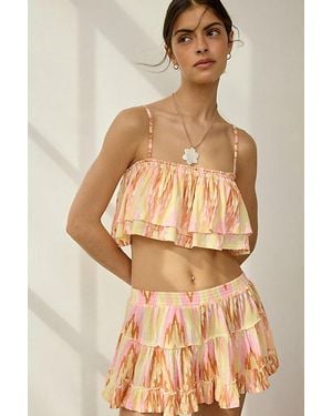 Out From Under Summer Lovin' Printed Tiered Ruffle Skirt 2-Piece Set - Natural
