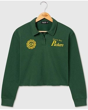 Junk Food Nfl Polo Crop Fleece Top - Green