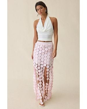 Elevator Disco Luna Disco Dot Fringe Maxi Skirt - Natural