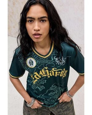 Ed Hardy Dragon Print Football Shirt - Green